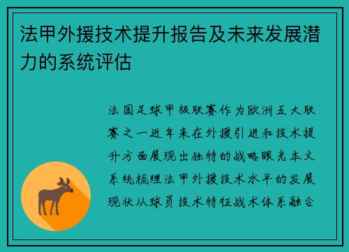 法甲外援技术提升报告及未来发展潜力的系统评估